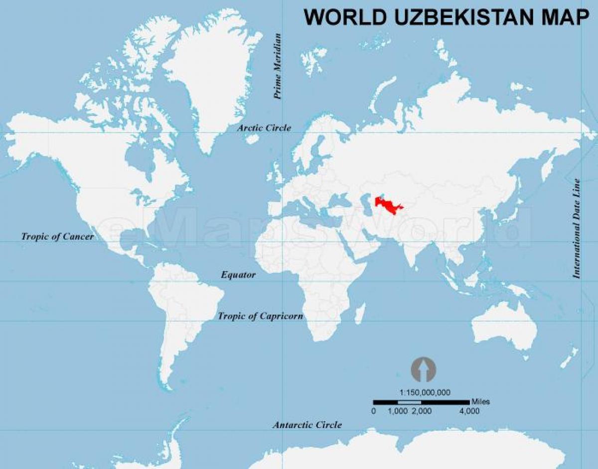 Üzbegisztán elhelyezkedés a világ térkép