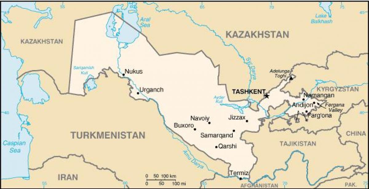 térkép Üzbegisztán városok