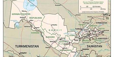 Térkép Üzbegisztán környező országokban