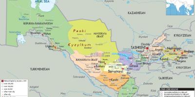 A térkép Üzbegisztán