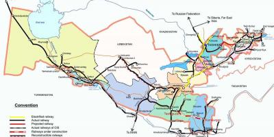 Üzbegisztán vasúti térkép